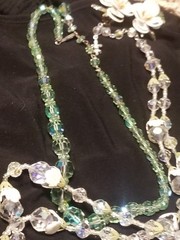 Vendome Jewelry Set, 2 Necklaces, Australian Crystal, Earrings, Bracelet, Green