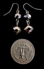 Vintage Silver Faceted Dual Dangling Beads French Wire Earrings