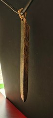 Artisan Minimalist Forged Brass Bar Spike. 2.5 ” Pendant, 17- 20″ leather cord.