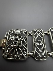 Vintage Selini Panel Bracelet Clown Jester Abstract Modernist Silver Tone 5 Link