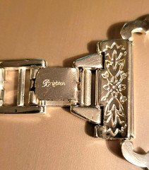 VTG Brighton Etched Flowers Wide Panels Bracelet Silver Plate, Customizable