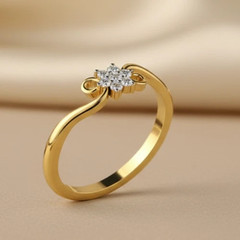 Round Cut 0.24TCW White Moissanite Floral Cluster Design Ring 10K Yellow Gold FN