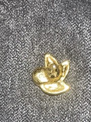 Signed F.M. Co 10K Gold Plated Floral Leaf Earrings w/ White Rhinestones Vintage