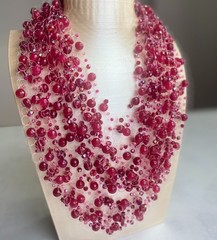 Artisan Stone Collar Necklace Multi Strand Agate stone and crystal
