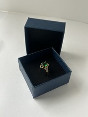 Vintage Green Cubic Zirconia Ring Gold Plated Womens Size 7.5