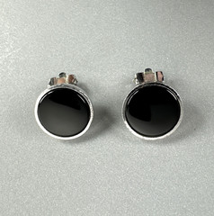 VTG TEKA Theodor Klotz Germany 925 Sterling Silver Onyx MCM Clip Earrings 0.5″