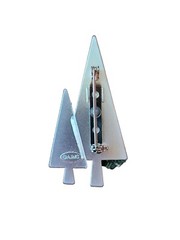 Retro Style AJMC Silver Tone Christmas Trees Pin Brooch 2.5 In. Whimsical Artsy
