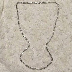 Vintage Sterling Silver Figaro Chain Necklace Italy 925 29″ layering statement