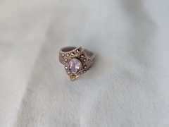 VTG SterlingSilver FAS Marcasite Amethyst Shield RingS6.5 February Birthstone