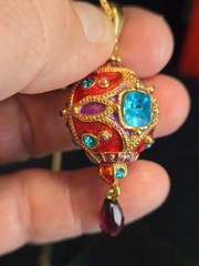 Miriam Haskell Enamel Egg Necklace 29 in with stones Nice statement piece