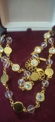 Camrose & Kross Jacqueline Kennedy Crystal Orb Bezel Style Long Necklace Gold