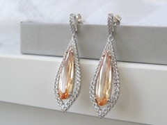 Vintage Sterling Silver 925 Champagne Drop Dangle Earrings