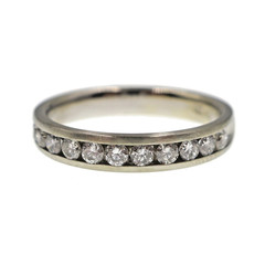 14k Solid White Gold Natural Diamond Band Ring with Brush Finish Size 7