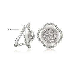 Vintage .99 ct. t.w. Diamond Flower Earrings in 18kt White Gold