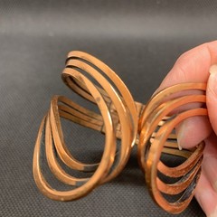 Renoir Engraved Copper Hinged Cuff Clamper Loop Bracelet Vintage. READ DESC