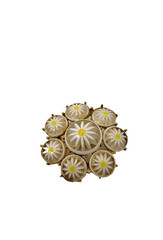 Vintage White Plastic Flower Brooch Lucite Circles Hippy Retro Daisy 60s 70s
