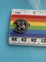 925 Sterling Silver Vintage Horseshoe Clover Good Luck Charm Pendant 2.2g