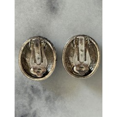 Vintage Mixed Metal Purple Stone Oval Clip On Earrings Silver Gold Tone Scroll