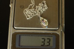 Vintage OLD Soviet Russia Sterling Silver shain Crystal Pendant D595