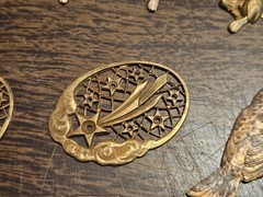 Lot Of 20 Mixed Fancy Pcs France Vintage 60s Brass Stampings Findings Jewelry