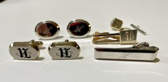 MCM Hickok USA Monogram Initial H Cufflinks Tie Bar Clasp Lot Mixed Gold Silver