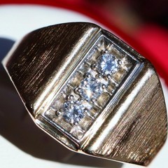 14k yellow gold ring 0.33ct natural diamond size 10 vintage handmade 7.35gr