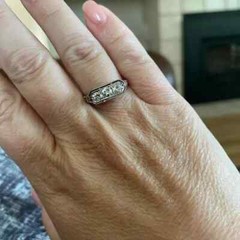 Art Deco Style Lab Created Diamond Three-Stone Engagement Ring 14k White Gold FN