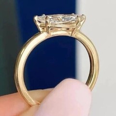 Lab-Created 2.90 Ct Marquise Cut White Diamond Wedding Ring 14K Yellow Gold FN