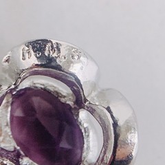 VTG Signed HMS Sterling Silver Necklace and Amethyst Pendant in Box 1970s 1980s