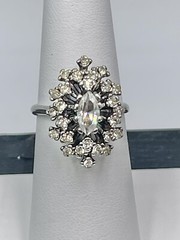 Vintage Ring 18K H.G.E Cubic Zirconia Stones Tested Sz 5.75