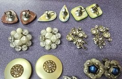 Vintage Lot Of 14 Pairs Of Clip On & Screw On Earrings Unmarked