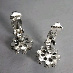 Vintage Gold Plated AB And Pale Blue Crystals Floral Clip-ons