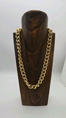 Gold Tone Link Necklace Collar Chunky 80’s style Couture Vintage Toggle 21 in