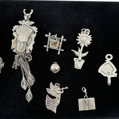 Vintage Now LOT 14 Silver Tone Pewter Pendants Charms Craft Wear Jewelry