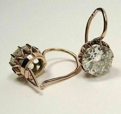 Vintage Art Deco Style Lab Created Diamond Drop Dangle 14k Gold Finish Earrings