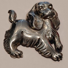 Vintage Cocker Spaniel Sterling Silver Pin by Lang 1 5/8″