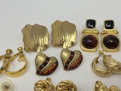 Vintage Bold Estate Costume Earrings Lot (13) 90’s Gold Tone Joan Rivers Trifari