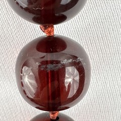 CHERRY amber bakelite necklace – 29″ & 116 grams of 19mm 10mm clear red beads