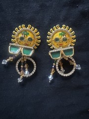 Vintage Lunch At The Ritz LATR Summer Sun Statement Pierced Drop Earrings