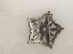 Vintage Snowflake / Star Women’s Brooch Silver Tone “Tourquoise” Pin