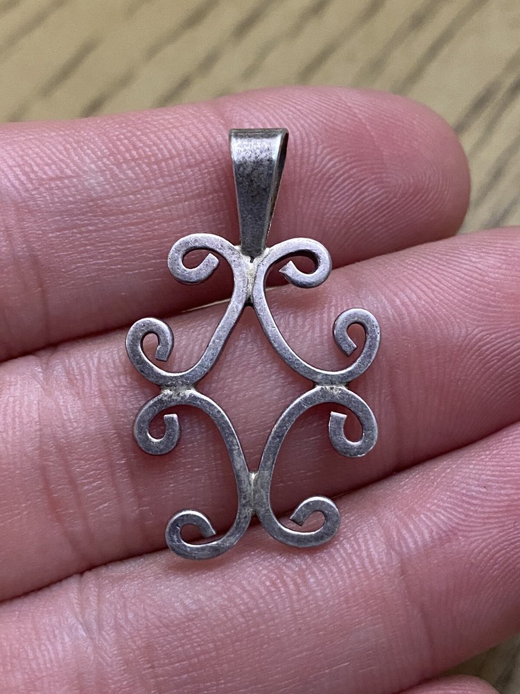 Vintage Designer Kausana MEXICO 925 Sterling Silver Open Design Slide Pendant