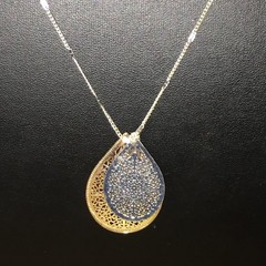 Lauren Conrad Layered Filigree Teardrop Necklace Silver Gold Tone