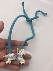 Stunning vtg. Flying Colors Hand Painted Ceramic Horse Pendant necklace
