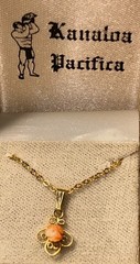 Vintage Kanaloa Pacifica Hawaii Angel Skin Coral Rose Necklace Gold Tone 16” 70s