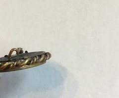 Antique Mourning Yellow Gold Tone Photo Picture Frame Brooch Pin C Clasp I10