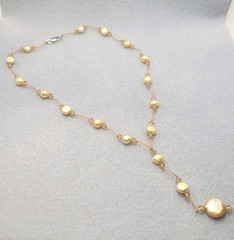 Freshwater Yellow Pearl And Glass Bead Necklace 17in .