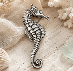 Vintage Beau Sterling Silver Seahorse Brooch Pin 2.5″ Coastal Beach Nautical
