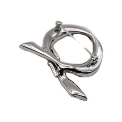 Vintage Pave Markasite Rhinestone Silver Tone Bow Tie Loop Q Retro Brooch Pin