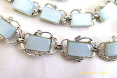VINTAGE CORO POWDER BLUE MOONGLOW THERMOSET NECKLACE BRACELET EARRINGS SET