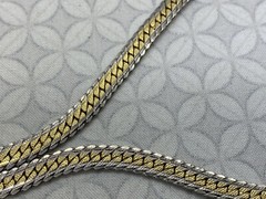 Medici Gold Silver Tone Thick flat Snake Chain Necklace Vintage textured